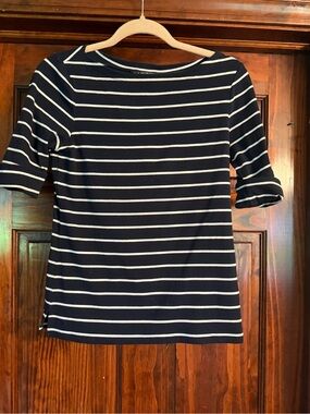 Ralph Lauren Black Label Navy and White Striped Boatneck Top